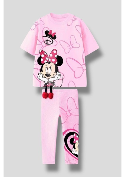 Kız Çocuk Minnie Mouse Desenli Ikili Takım – Tişört ve Tayt Seti 2-6 Yaş