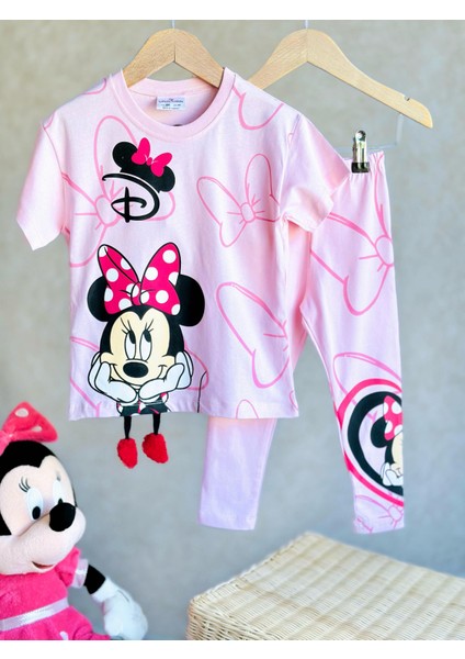 Kız Çocuk Minnie Mouse Desenli Ikili Takım – Tişört ve Tayt Seti 2-6 Yaş fiyatları