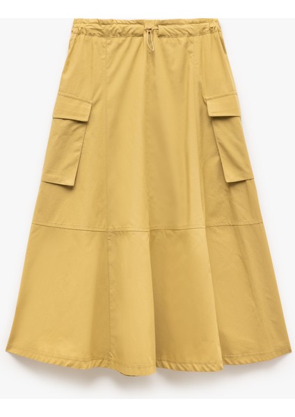 Pamuklu Kargo Cepli Poplin Uzun Kloş Etek modelleri