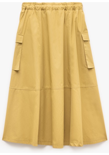 Pamuklu Kargo Cepli Poplin Uzun Kloş Etek fırsatları