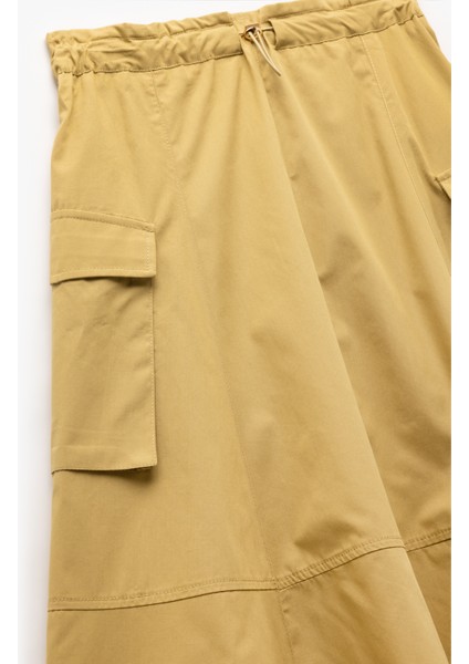 Pamuklu Kargo Cepli Poplin Uzun Kloş Etek indirimleri