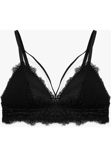 Çapraz Askı Detaylı Balensiz Dantelli Bralet Sütyen