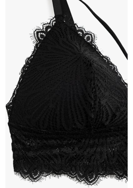 Çapraz Askı Detaylı Balensiz Dantelli Bralet Sütyen