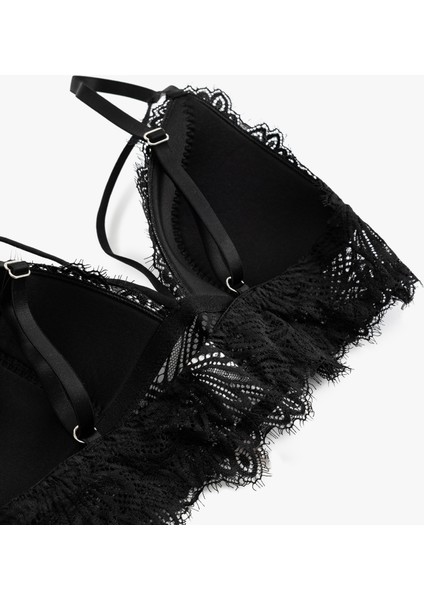 Çapraz Askı Detaylı Balensiz Dantelli Bralet Sütyen