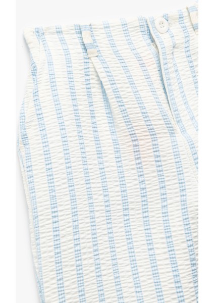 Düğme Detaylı Cepli Çizgili Viskon Pantolon modelleri