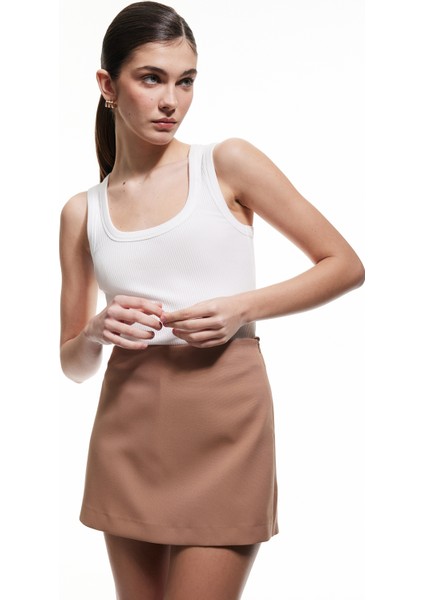 Regular Fit Tek Cep Detaylı Mini Şort Etek