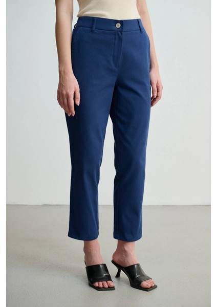 Kanvas Mom Pantolon - Lacivert