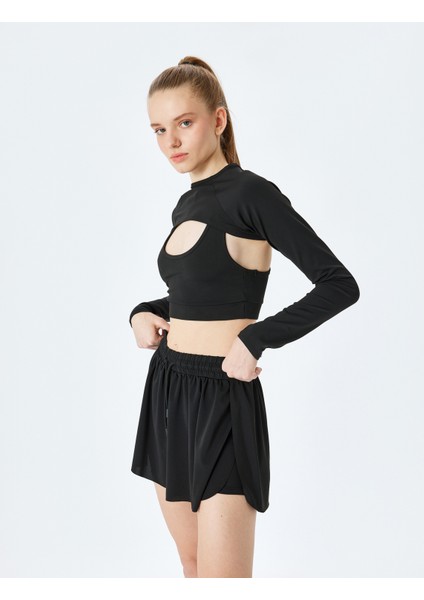 Yırtmaçlı Beli Lastikli Taytlı Mini Spor Şort
