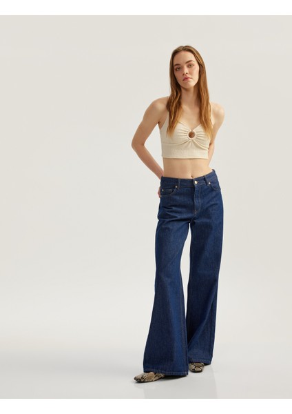 Ip Askılı Pencere Detaylı Crop Slim Fit Üst fiyatları