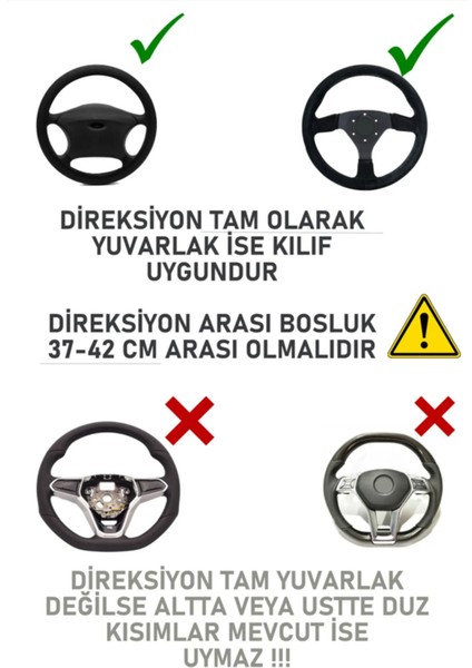 Noktalı Direksiyon Kılıfı Siyah Geçmeli Tüm Araba Taksi Minibüse Uygun 37-42CM indirimleri