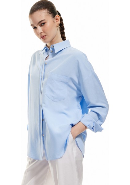 Cepli Viskon Keten Karışımlı Uzun Kollu Gömlek fiyatları