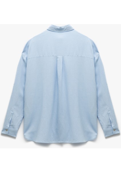 Cepli Viskon Keten Karışımlı Uzun Kollu Gömlek fırsatları