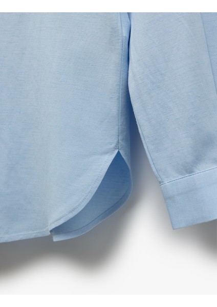 Cepli Viskon Keten Karışımlı Uzun Kollu Gömlek indirimleri