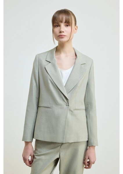 Keten Karışımlı Blazer Ceket - Yeşil fiyatları