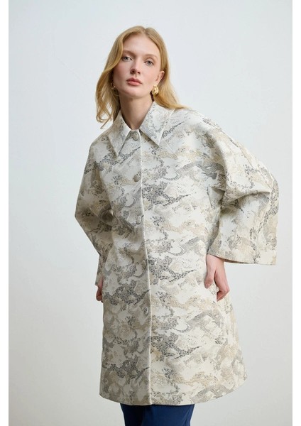 Yakalı Jakar Kaftan - Taş