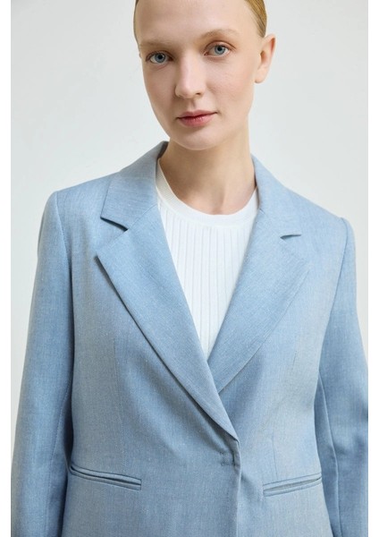 Keten Karışımlı Blazer Ceket - Mavi fiyatları