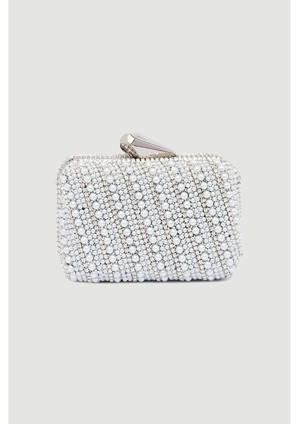 Incili Abiye Clutch Çanta - Beyaz fiyatları