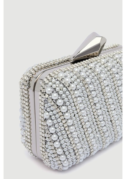 Incili Abiye Clutch Çanta - Beyaz modelleri