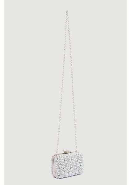 Incili Abiye Clutch Çanta - Beyaz indirimleri