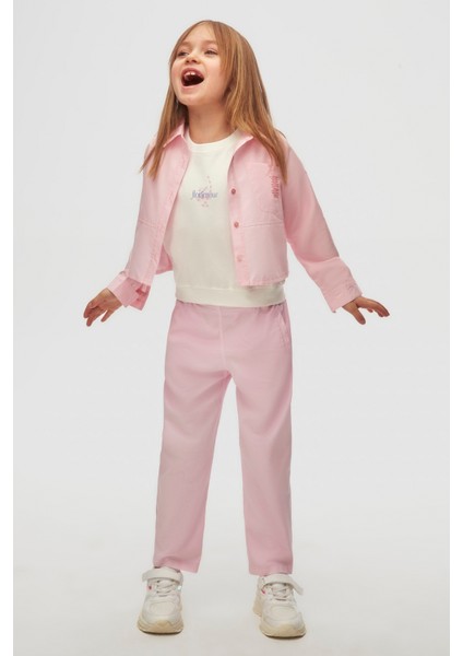 04-08 Yaş Kız Çocuk Ekru Floramour T-Shirt - Ekru modelleri