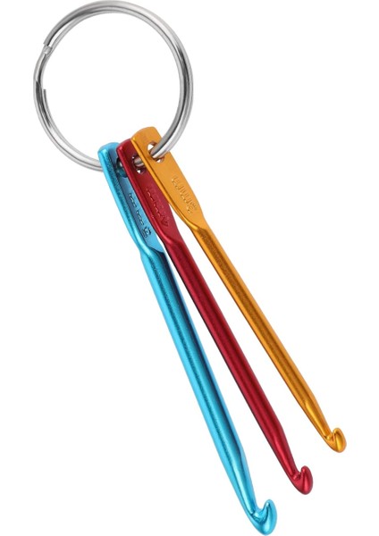 3'lü Mini Alüminyum Tığ Seti | 3'lü Tığ Anahtarlık Seti | Seyahat Tipi Mini Tığ Seti | 3-4-5 mm