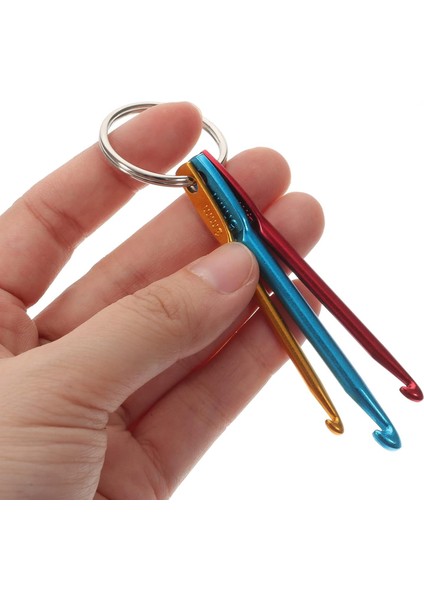 3'lü Mini Alüminyum Tığ Seti | 3'lü Tığ Anahtarlık Seti | Seyahat Tipi Mini Tığ Seti | 3-4-5 mm