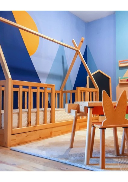 Doğal Ahşap Montessori Çocuk Karyola Çocuk Yatak 100X200 fırsatları