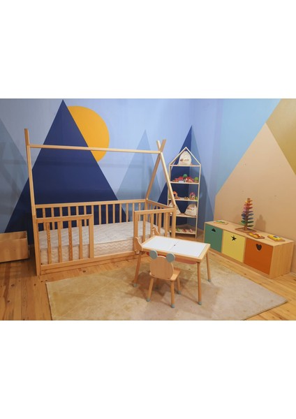 Doğal Ahşap Montessori Çocuk Karyola Çocuk Yatak 100X200 indirimleri