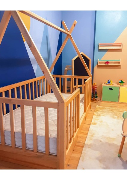 Doğal Ahşap Montessori Çocuk Karyola Çocuk Yatak 100X200