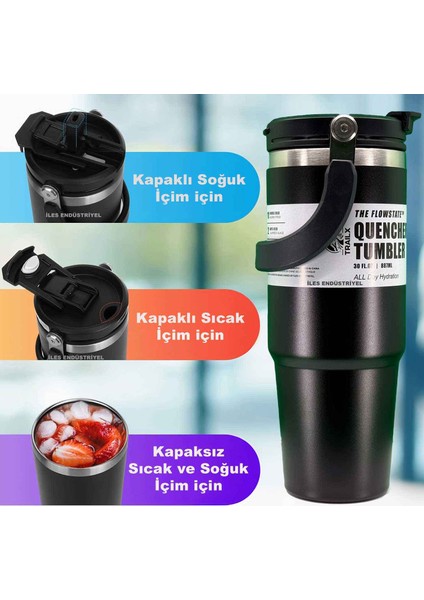 Vakumlu Termos, Paslanmaz Çelik 30 OZ/887 Ml, Siyah fiyatları