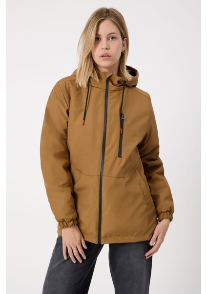 Kadın Taba Kürklü Su ve Rüzgar Geçirmez Kapüşonlu Kışlık Mont & Kaban & Parka FMM-100-K
