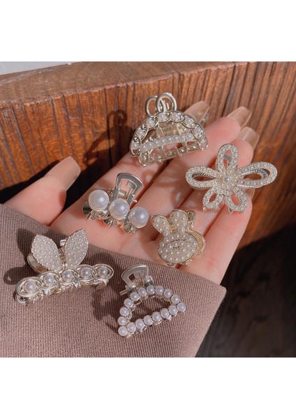 D Yeni Tatlı Sevimli Mini Yuvarlak Inci Saç Klipleri Kadınlar Için Saç Pençe Şık Tokalarım Pençe Yengeç Firkete Şekillendirici Moda Saç Aksesuarları (Yurt Dışından)