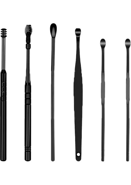 6 Adet Paslanmaz Çelik Kulak Toplama Aracı Seti Kulak Kepçe Yetişkin Spiral Kulak Kiri Seçici Kulak Tıkacı Kulak Kiri Sökücü Temizleme Kiti Kulak Temizleyici (Yurt Dışından)