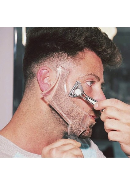 Siyah Sakal Şekillendirici Şekillendirme Tarak Kenar Kontrol Fırça Şablon Saç Sakal Düzeltici Stencil Erkekler Sakal Salon Fırça Araçları Berber Aksesuarları (Yurt Dışından)