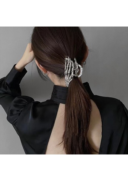 Şerit Moda Kadın Kızlar Saç Aksesuarları Kafatası Iskelet El Kemik Saç Tokası Saç Pençesi Hayalet Iskelet Cadılar Bayramı Partisi Firkete (Yurt Dışından)