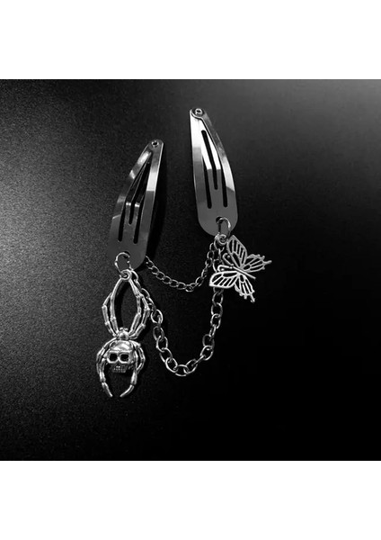 1 Adet Örümcek Iskelet 1/2 Adet Gümüş Y2K Metal Yapış Saç Tokası Kadınlar Için Çapraz Ayı Iskelet Zincir Tokalar Tokalarım Kızlar Punk Serin Saç Aksesuarları (Yurt Dışından)