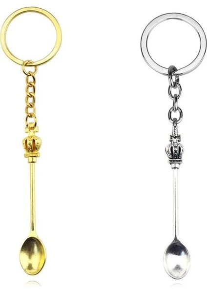 Beyaz Moda 30MM Anahtarlık Metal Anahtarlık Anahtarlık Takı Antik Bronz Gümüş Renk Kaplama Mutfak Kaşık Taç 57X9MM Kolye (Yurt Dışından) fiyatları