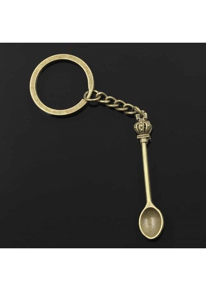 Beyaz Moda 30MM Anahtarlık Metal Anahtarlık Anahtarlık Takı Antik Bronz Gümüş Renk Kaplama Mutfak Kaşık Taç 57X9MM Kolye (Yurt Dışından) modelleri