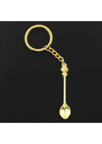 Beyaz Moda 30MM Anahtarlık Metal Anahtarlık Anahtarlık Takı Antik Bronz Gümüş Renk Kaplama Mutfak Kaşık Taç 57X9MM Kolye (Yurt Dışından) indirimleri
