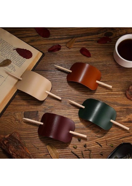 Gül Kırmızı Ahşap Topuz Firkete Deri Saç Tokası Basit Saç Tokası Headdress Pu Deri Saç Tokası Kadın Kuaförlük Araçları (Yurt Dışından) fiyatları