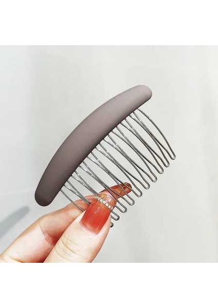 Gri 8 cm Saç Yan Taraklar Fransız Saç Düz Dişler Saç Klip Tarak Kaplumbağa Tarak Gelin Düğün Peçe Tarak Şekillendirici Saç Aksesuarları (Yurt Dışından)