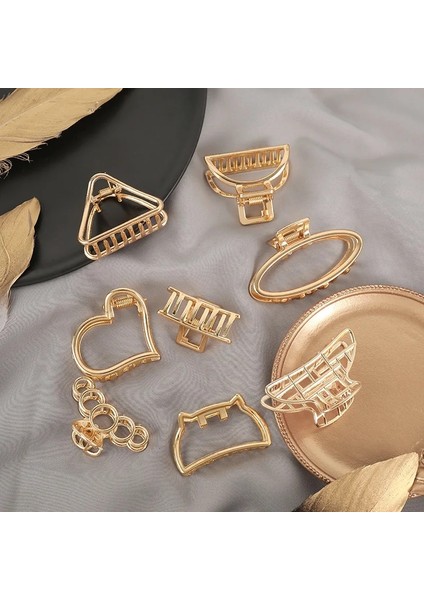 No.1 Geometrik Saç Pençe Kelepçeleri Saç Yengeç Ay Şekli Metal Saç Tokası Pençeleri Düz Renk Aksesuarları Firkete Mini Boyutu Kız Için (Yurt Dışından) modelleri