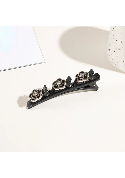 Kamelya Siyah Kadın Firkete Kore Sabit Kafa Bandı Yeni Firkete Tembel Saç Aksesuarları Çift Katmanlı Örgülü Firkete Saç Çemberi Kırık Saç Klip (Yurt Dışından)