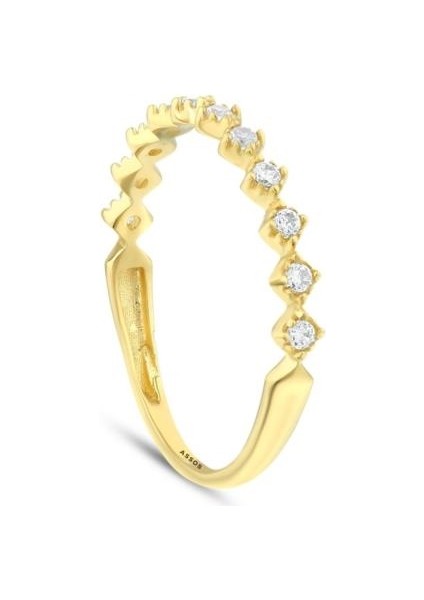 Taşlı Tasarım Altın Yüzük - 14K - 1.00 gr
