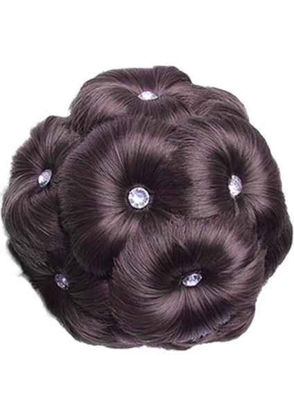 Stil 4 Elastik Saç Uzatma 9 Çiçekler Sahte Kristal Sentetik Topuz Gelin Çörek Chignon (Yurt Dışından)