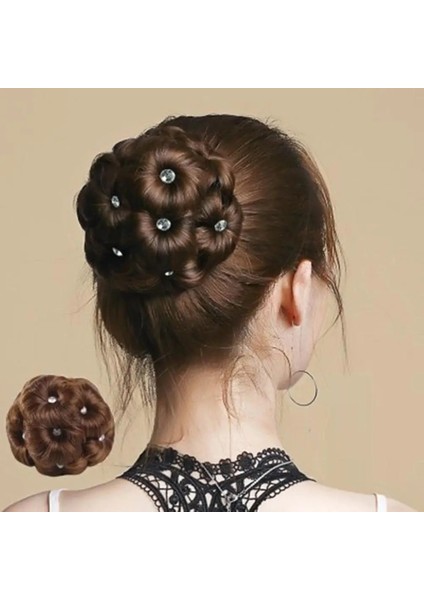 Stil 4 Elastik Saç Uzatma 9 Çiçekler Sahte Kristal Sentetik Topuz Gelin Çörek Chignon (Yurt Dışından) fiyatları