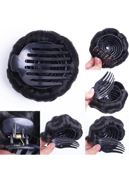Stil 4 Elastik Saç Uzatma 9 Çiçekler Sahte Kristal Sentetik Topuz Gelin Çörek Chignon (Yurt Dışından) modelleri