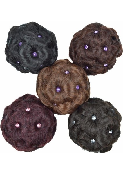 Stil 4 Elastik Saç Uzatma 9 Çiçekler Sahte Kristal Sentetik Topuz Gelin Çörek Chignon (Yurt Dışından) fırsatları