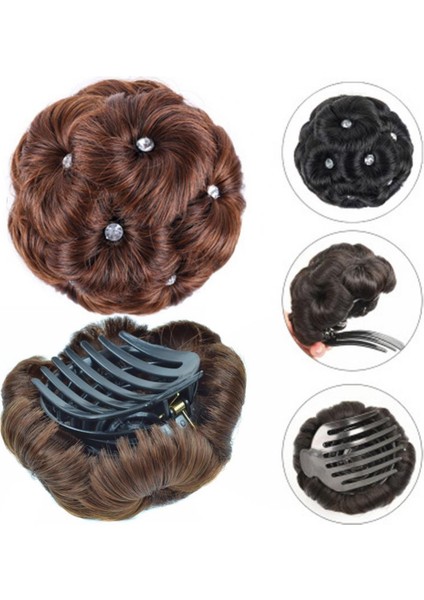 Stil 4 Elastik Saç Uzatma 9 Çiçekler Sahte Kristal Sentetik Topuz Gelin Çörek Chignon (Yurt Dışından) indirimleri