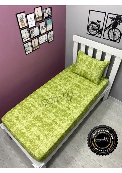 Kumaş Lastikli Çarşaf Seti Tek Kişilik 3 Ebat Gölge Yeşil 90x190